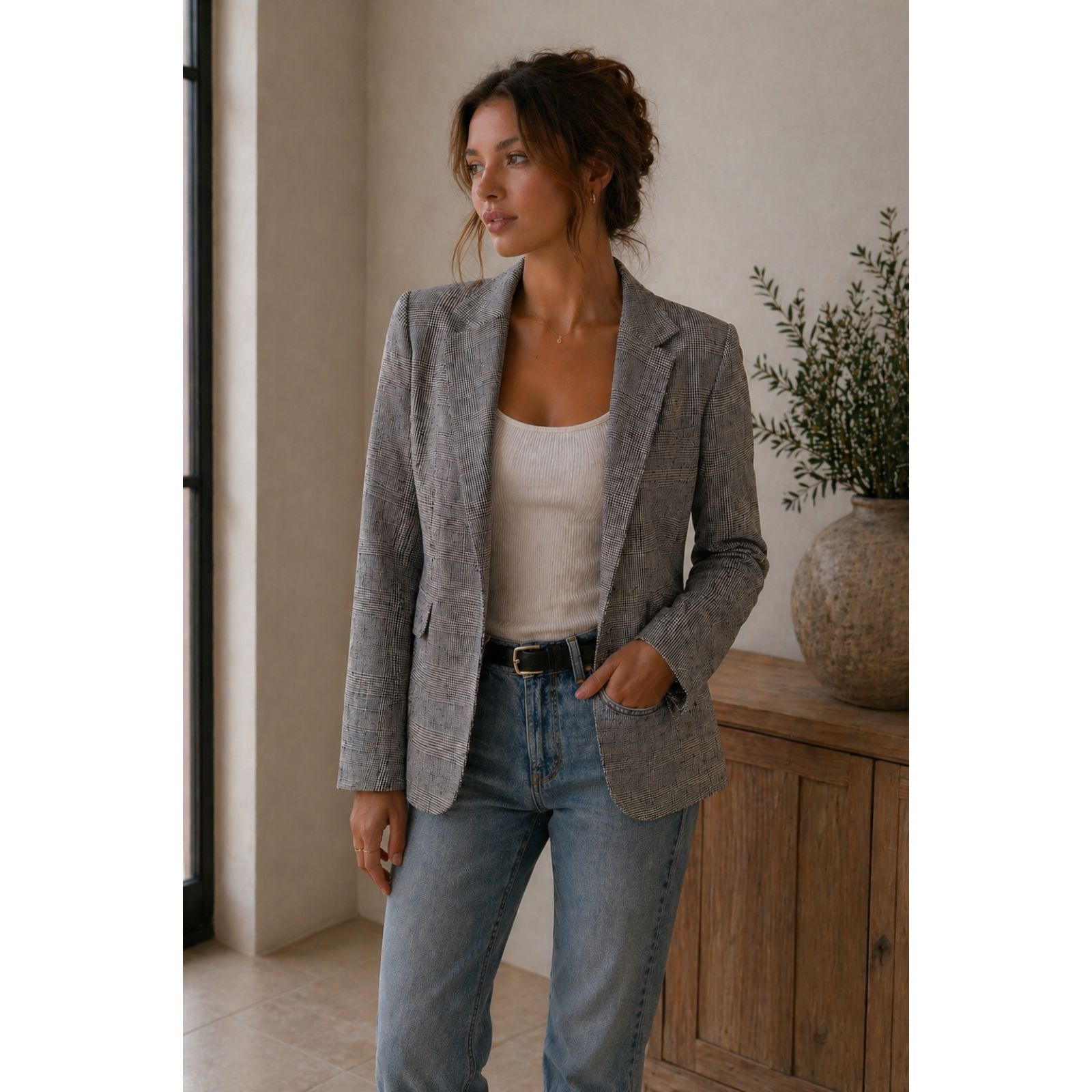 Akris Wool Silk Linen Blend Fitted Blazer Sz 6